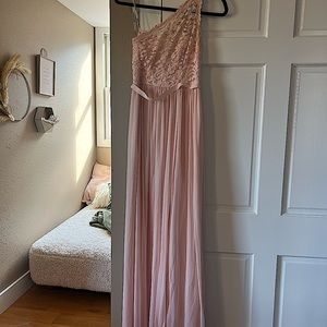David’s Bridal Petal Pink Bridesmaids Dress One Shoulder sz 0